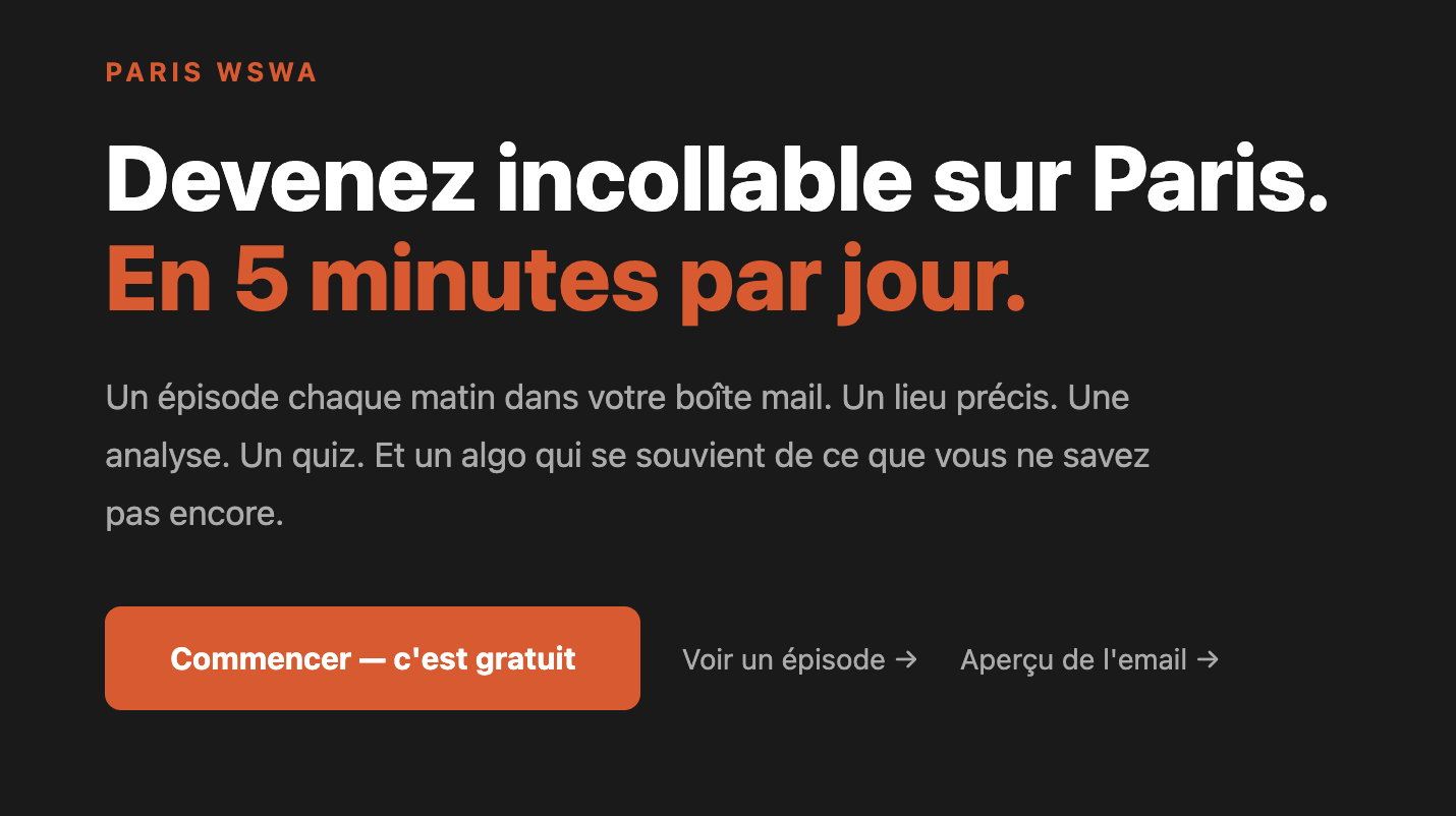 Paris WSWA apprendre Paris en 5 minutes par jour